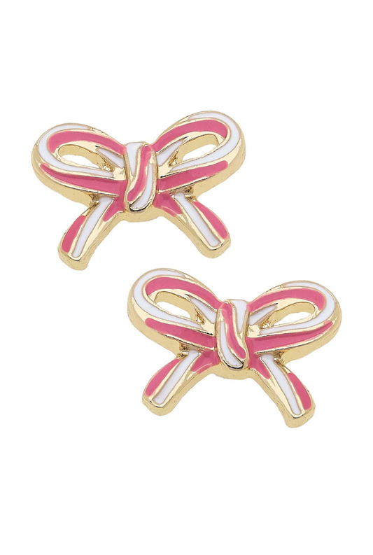 Candy Cane Bow Stud Earring