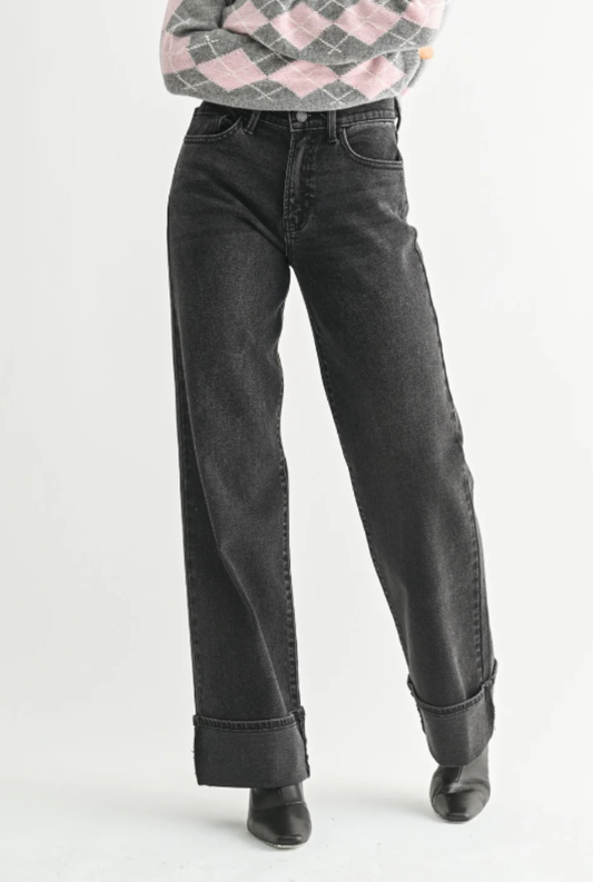 Cuffed Wide Leg Jean