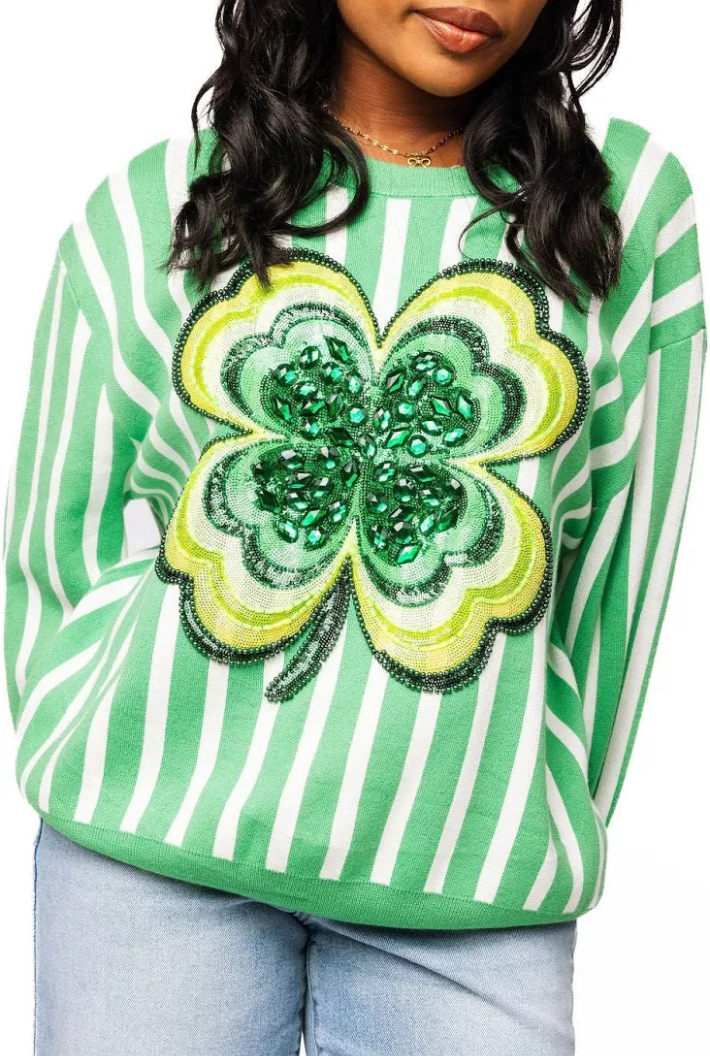 Shamrock Green & White Sweater