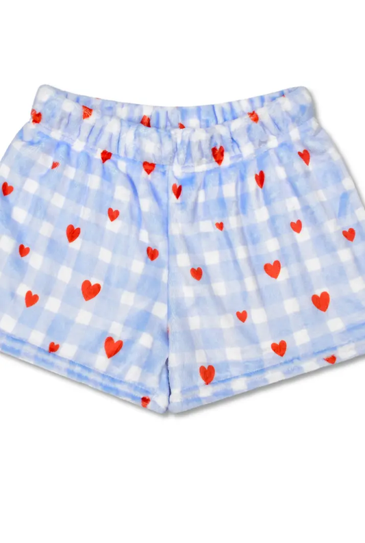 Gingham Hearts Plush Shorts