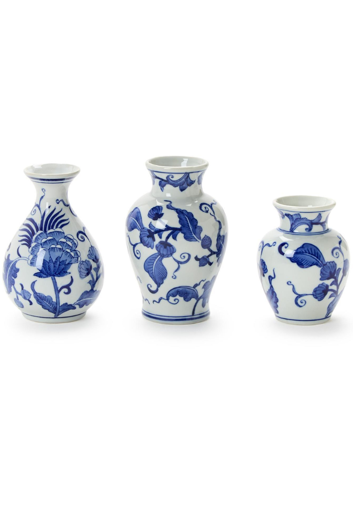 Hand-Painted Floral Chinoiserie Vases