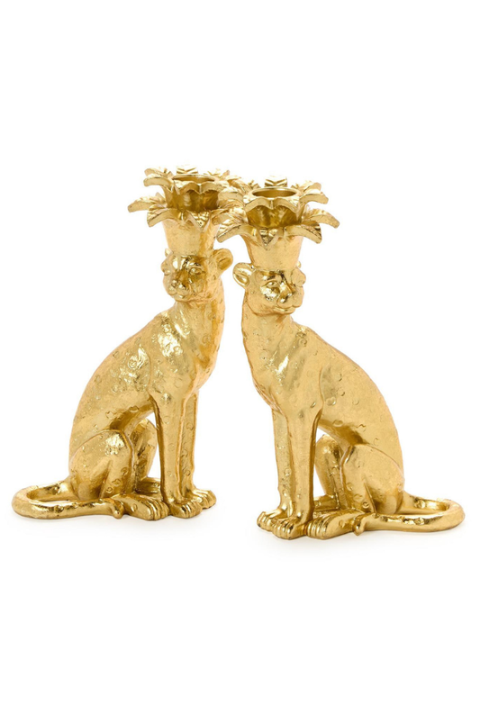 Gold Leopard Candleholders