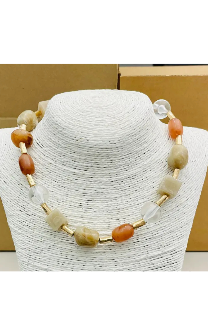 Neutral Stone Acrylic Necklace