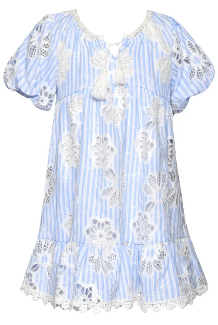 Stripe-Eyelet Dress