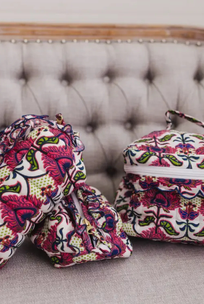 Primrose Quilted Cosmetic Bag Set
