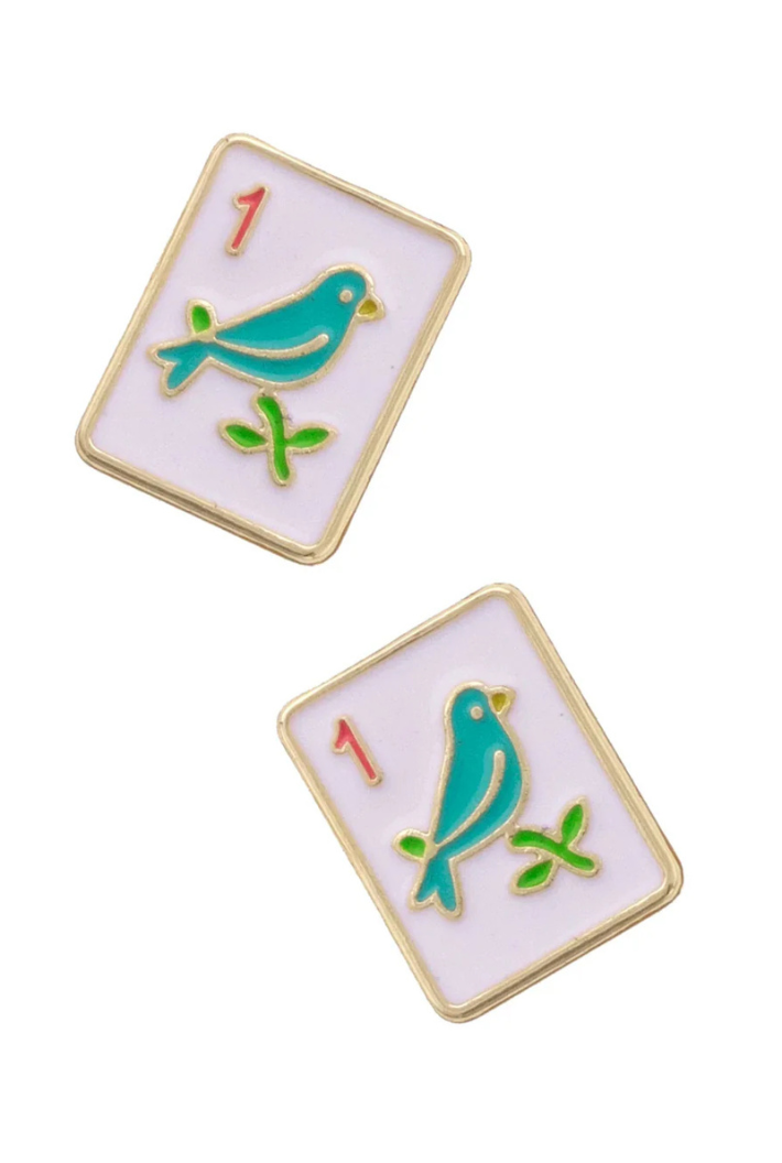 Sparrow Mahjong Earrings