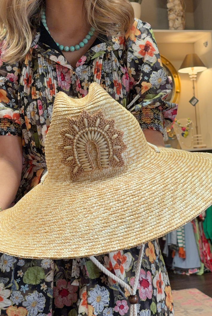 Arch Wooden Bead Straw Hat