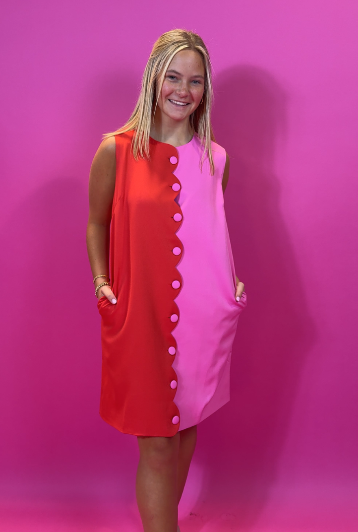 Scallop Red Dress