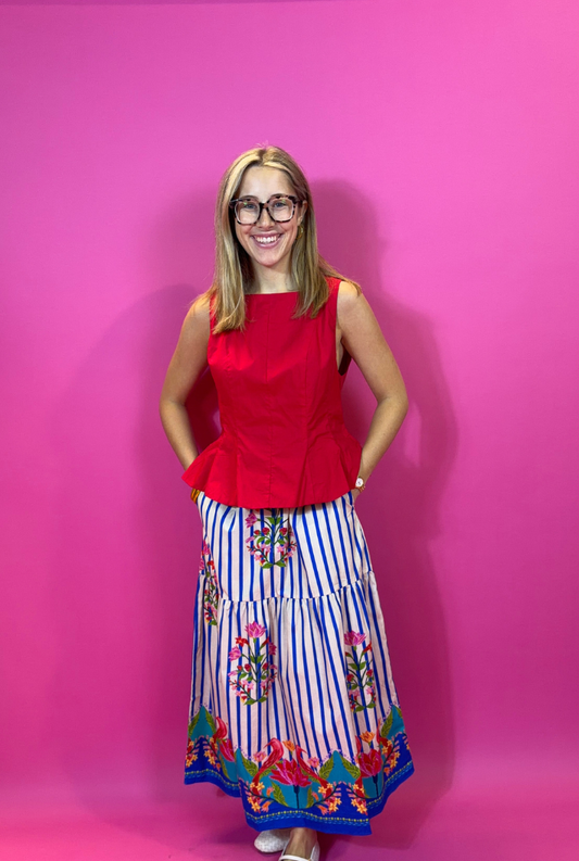 Ada Striped Garden Maxi Skirt