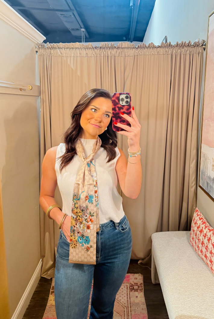 Beige Floral Print Scarf