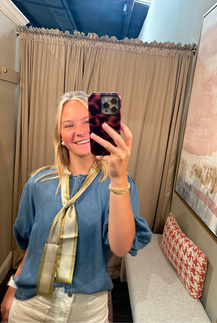 Line Border Twilly Scarf