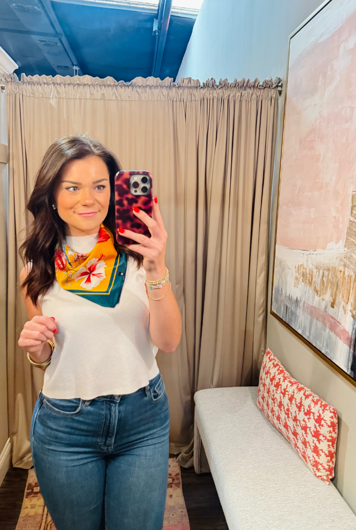 Flower/Yellow Bandana Scarf