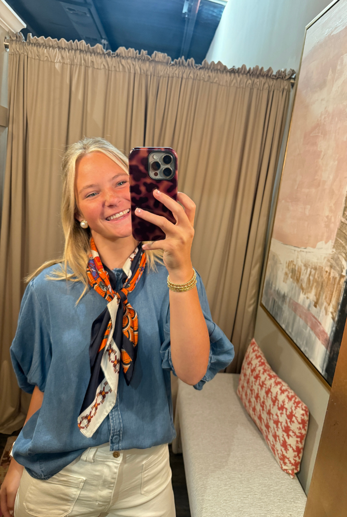 Orange Flower Printed Scarf