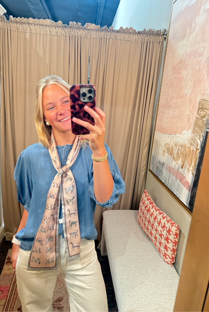 Dust Pink Horse Print Scarf