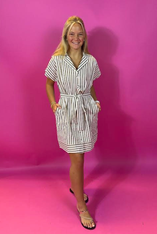 Brown Stripe Dress