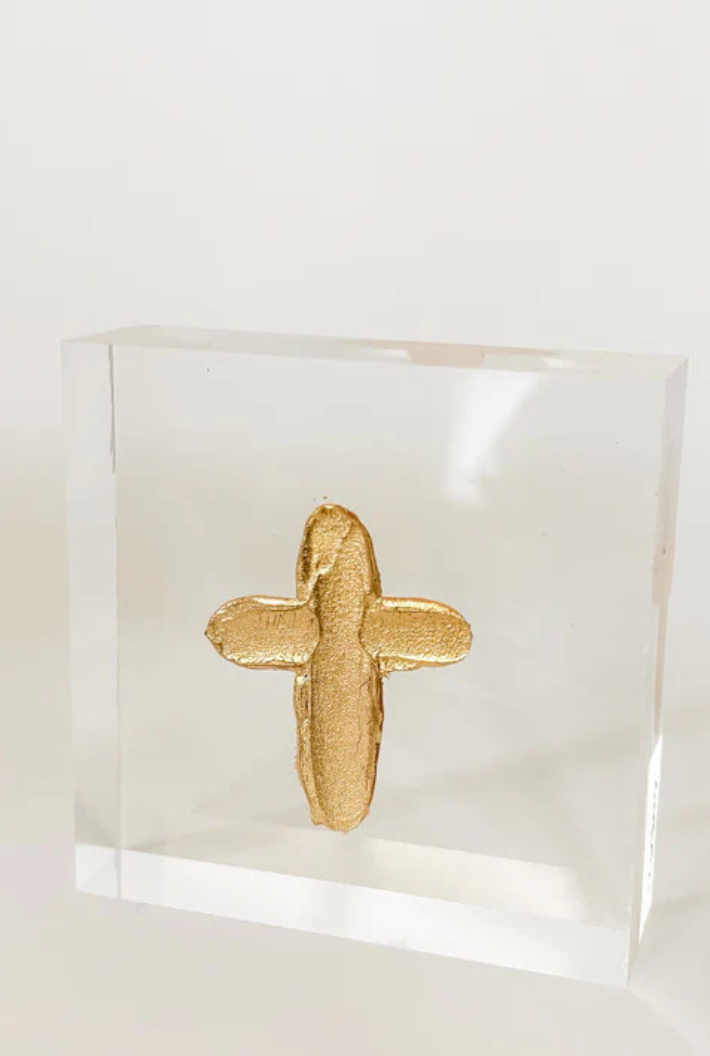 Single Gold Cross Acrylic 3x3