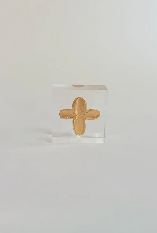 Single Gold Cross Acrylic 2x2