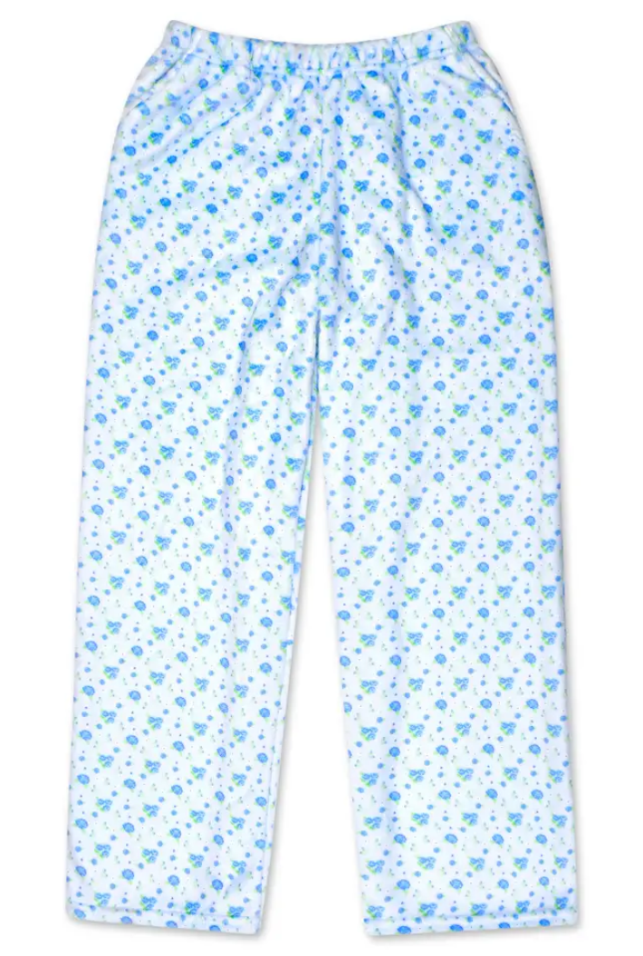 Blue Ditsy Plush Pants