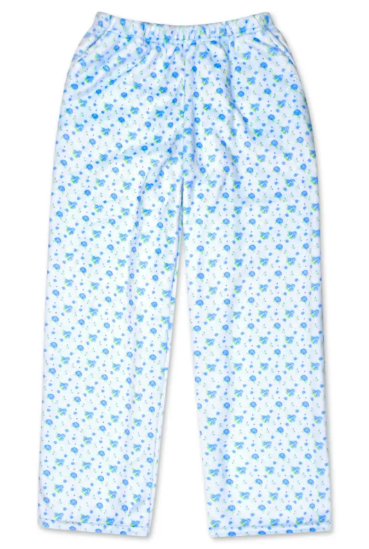 Blue Ditsy Plush Pants