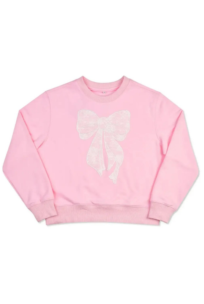 Lace Bow Pink Sweatshirt
