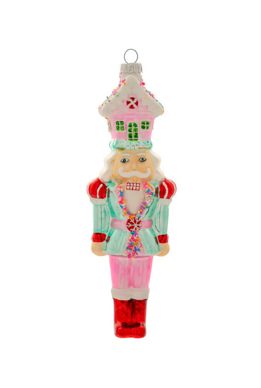 Candy Nutcracker Glass Ornament