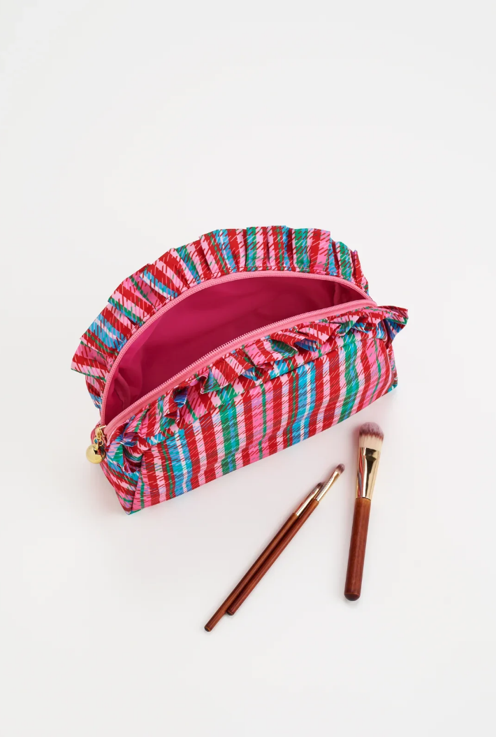 Plaid Ruffle Pouch