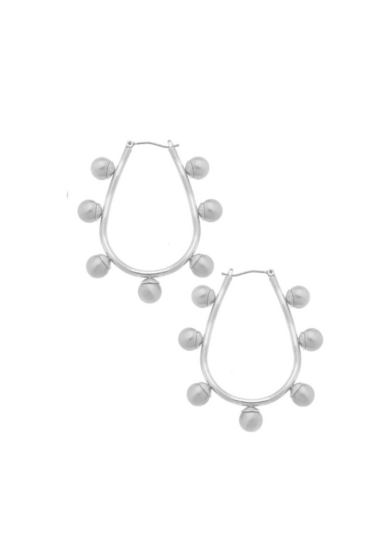 Allison Studded Metal Teardrop Hoop