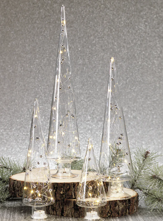 Silver Bead Glass LED Tree