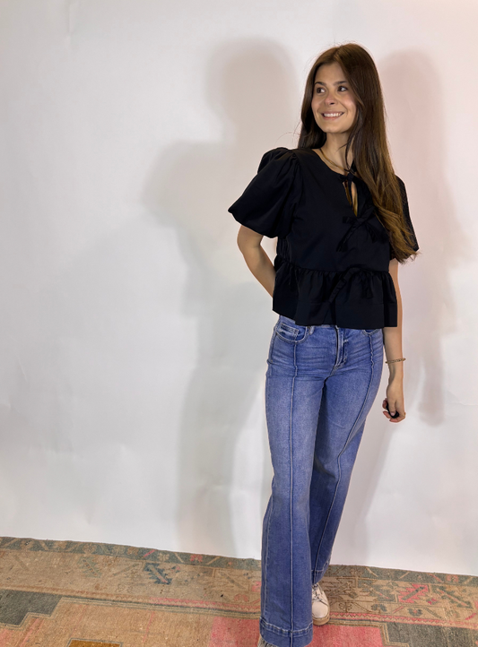 Peplum Tie Blouse