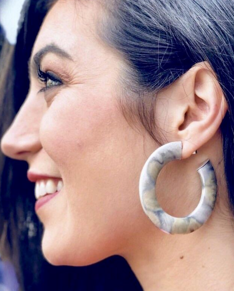 Sheila Fajl Irene Hoops in Burnished Silver