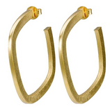 SHEILA FAJL SQUARE ELISA HOOPS IN BRUSHED GOLD